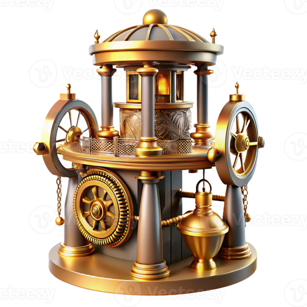 beautiful minimalist An Intricate Clockwork Tower Golden Hou high quality png