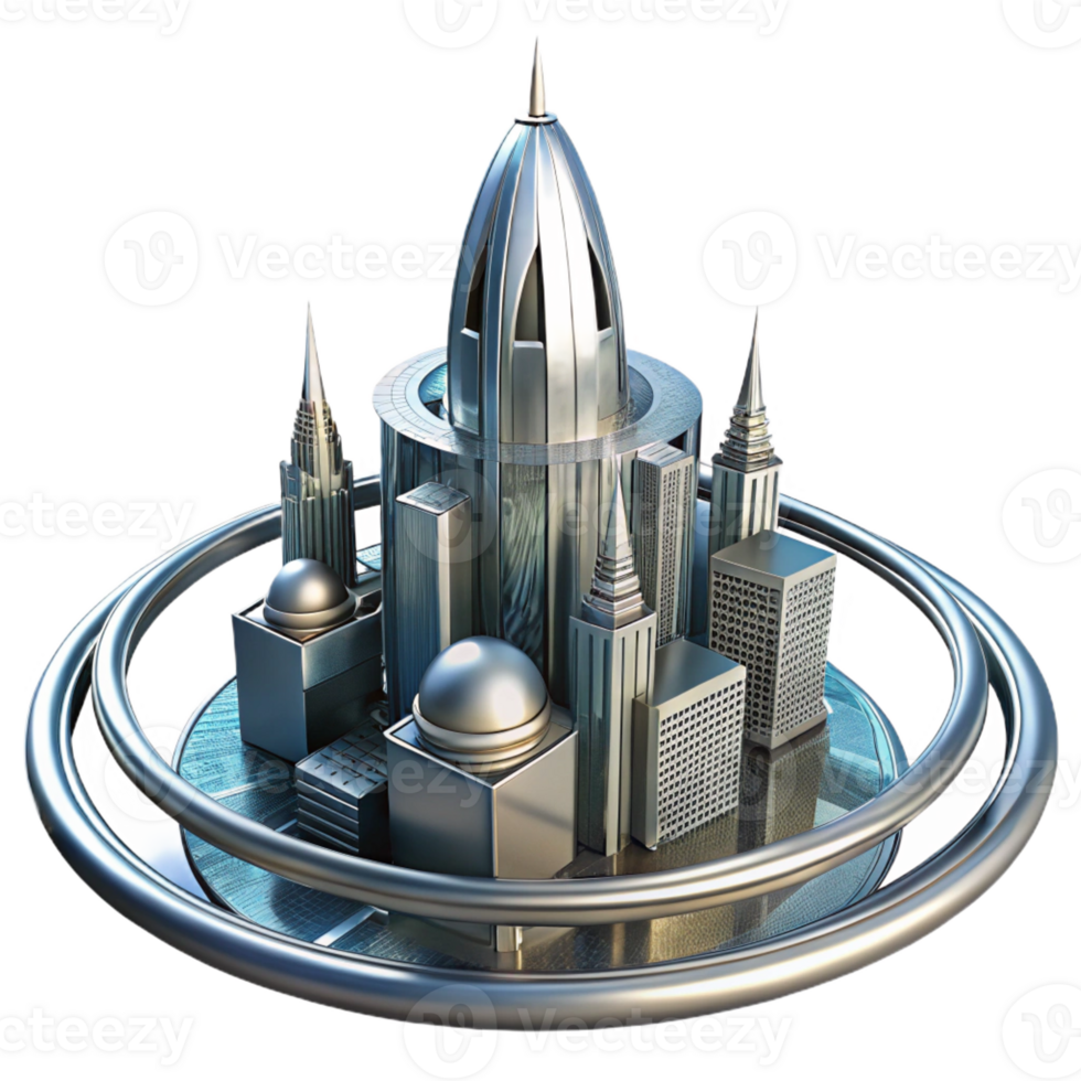 elegant contemporary A Towering Chrome Metropolis Built on T high quality png