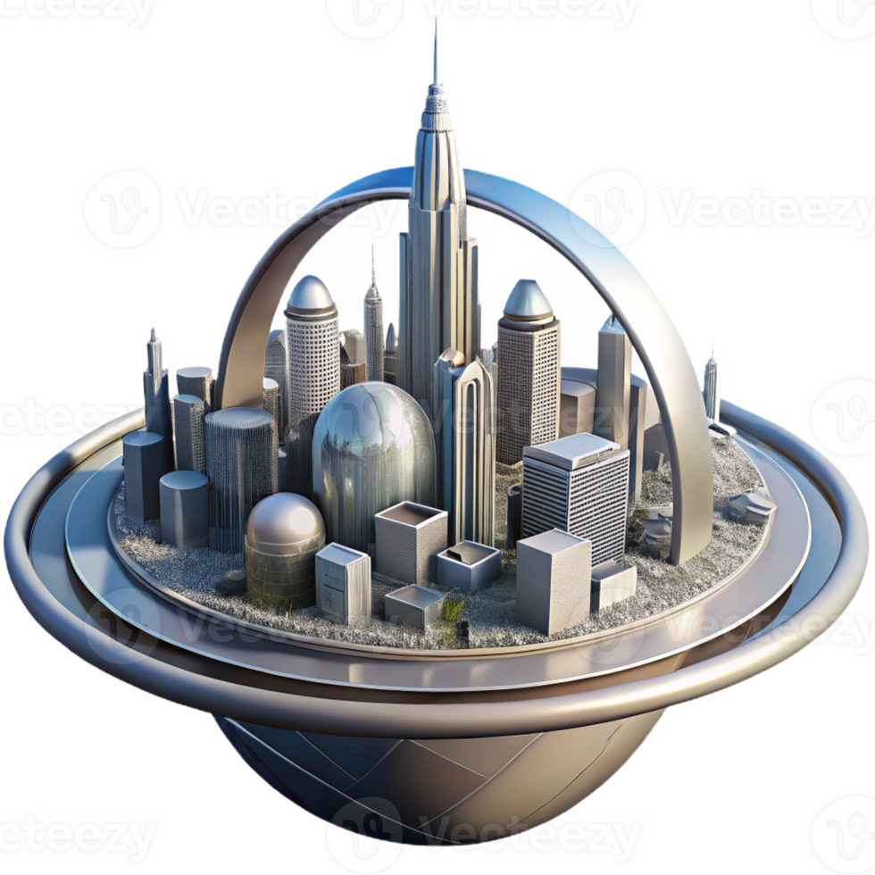 stunning artistic A Futuristic City Built on the Rings of Sa high quality png