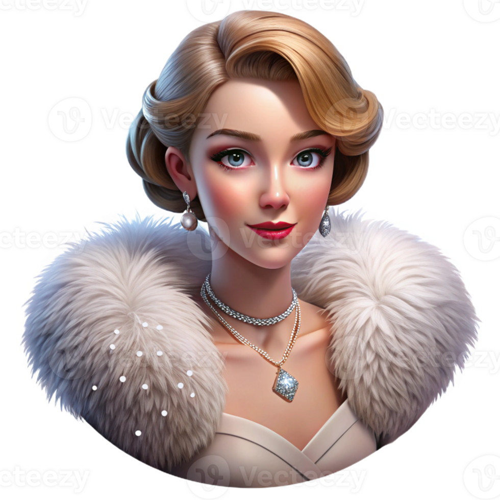 serene vintage Portrait of a Glamorous Hollywood Actres authentic png