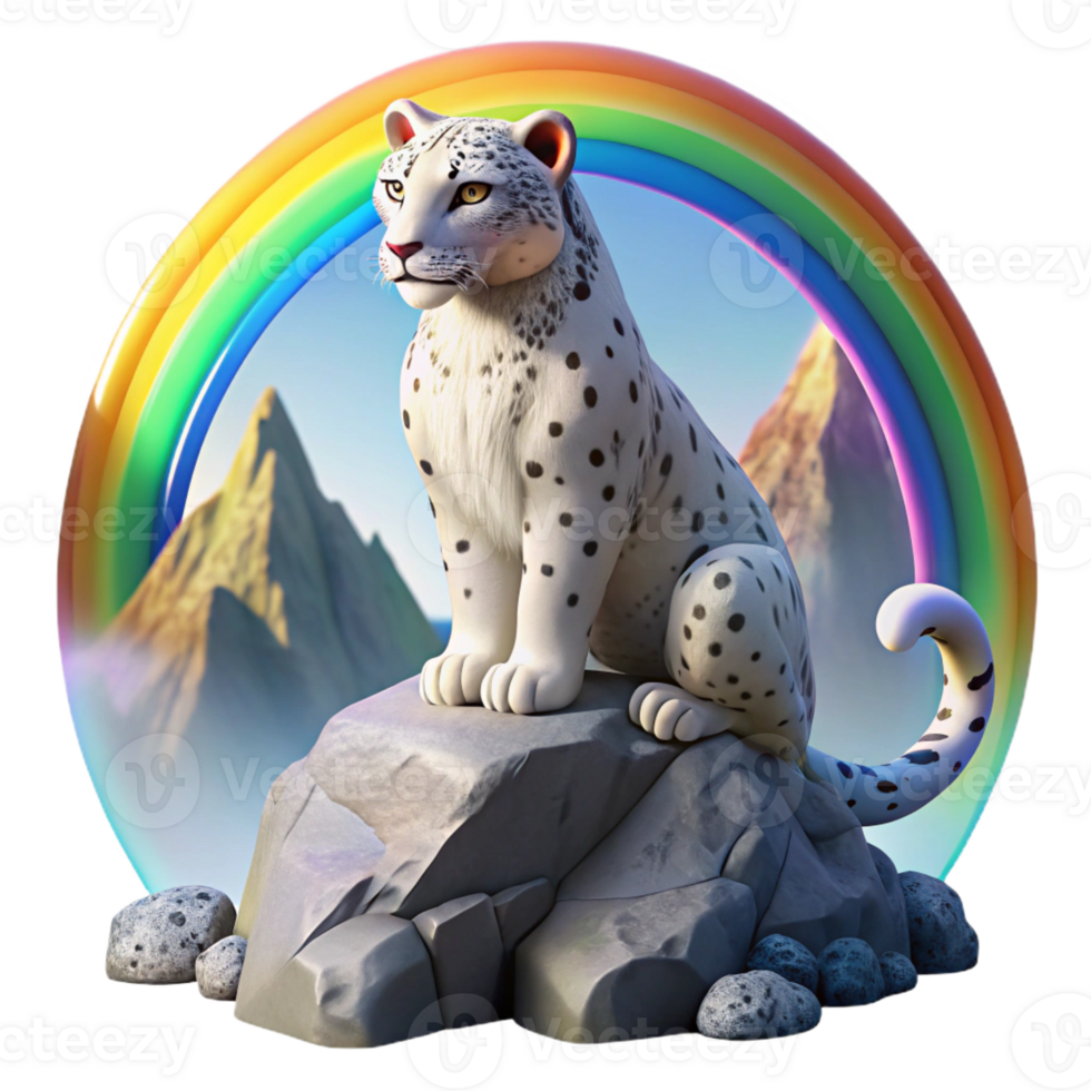 beautiful classic A Majestic Snow Leopard Perched Atop a Jag exclusive png