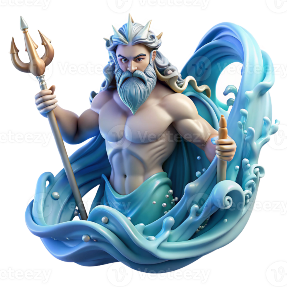 wonderful classic Poseidon the Greek God of the Sea Wield premium png
