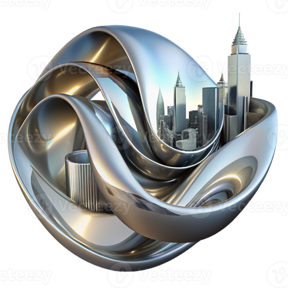 beautiful minimalist Flowing Ribbons of Liquid Mercury Reflec original png