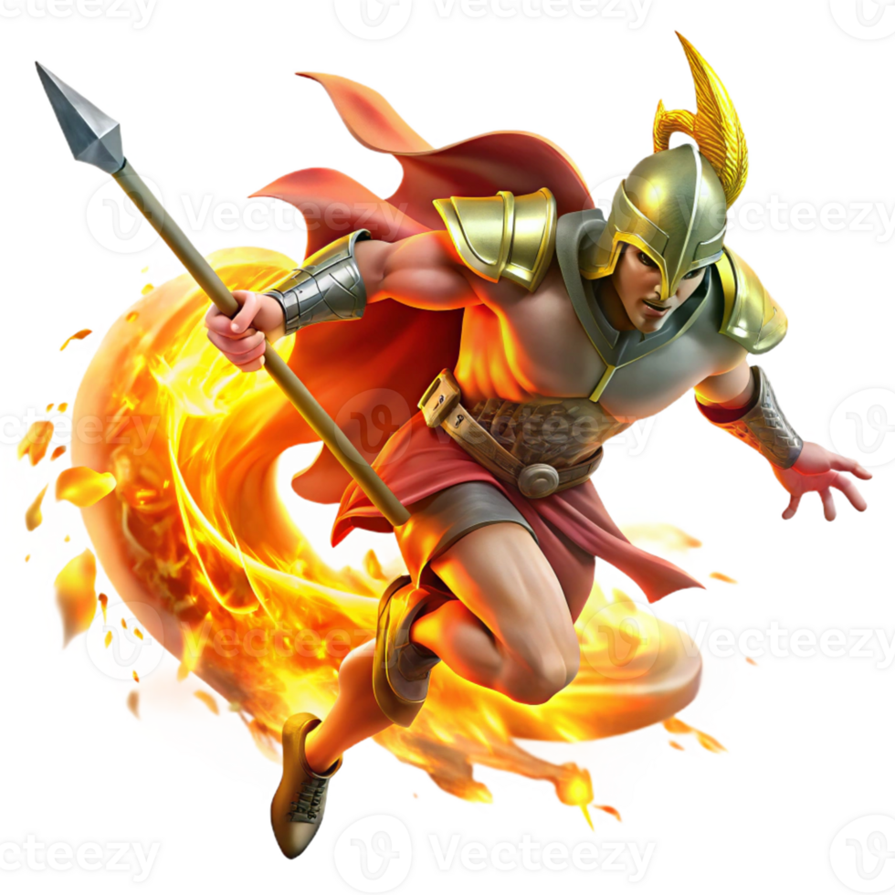 serene rustic Ares God of War Charging Into Battle Br detailed png