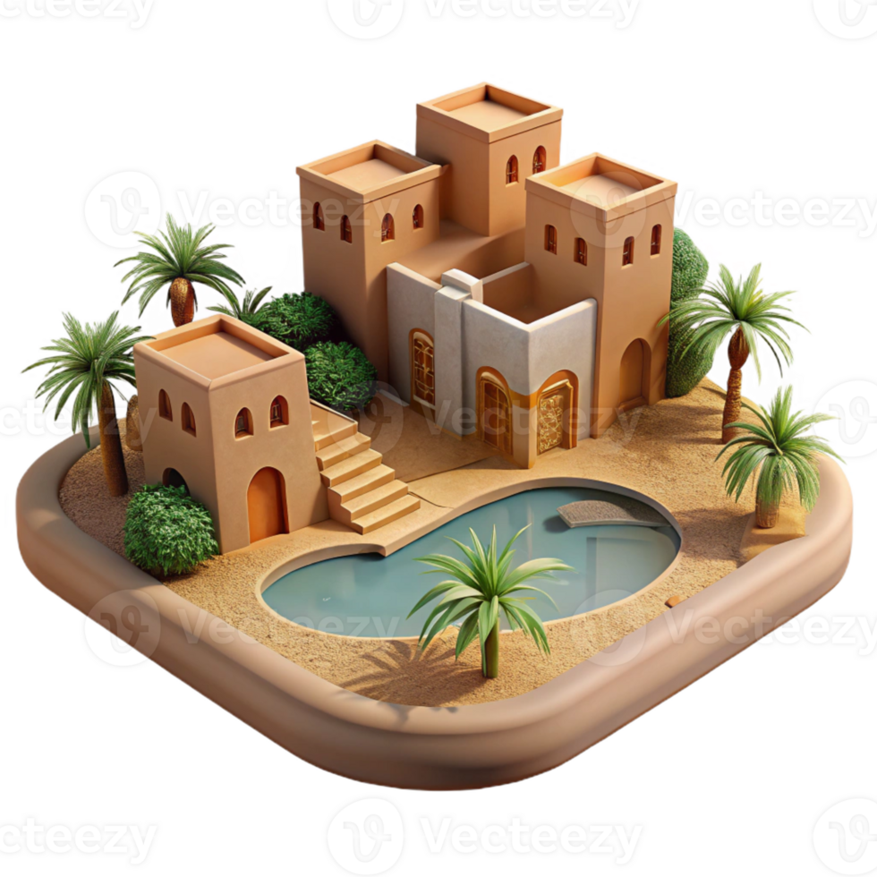 elegant contemporary A Desert Oasis with a Cluster of Mud Bri authentic png
