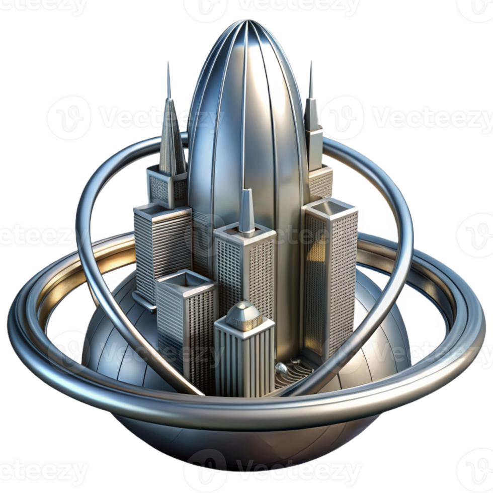 magnificent traditional A Towering Chrome Metropolis Built on T high quality png