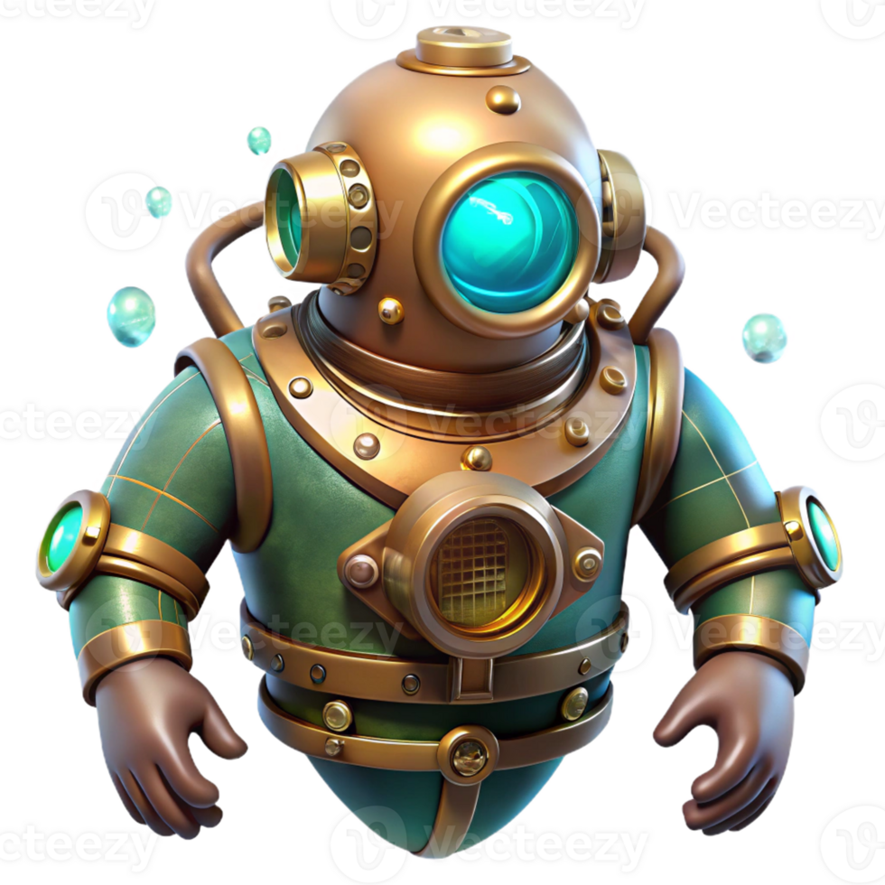 wonderful artistic A Steampunk Diving Suit Elaborately Desi high resolution png