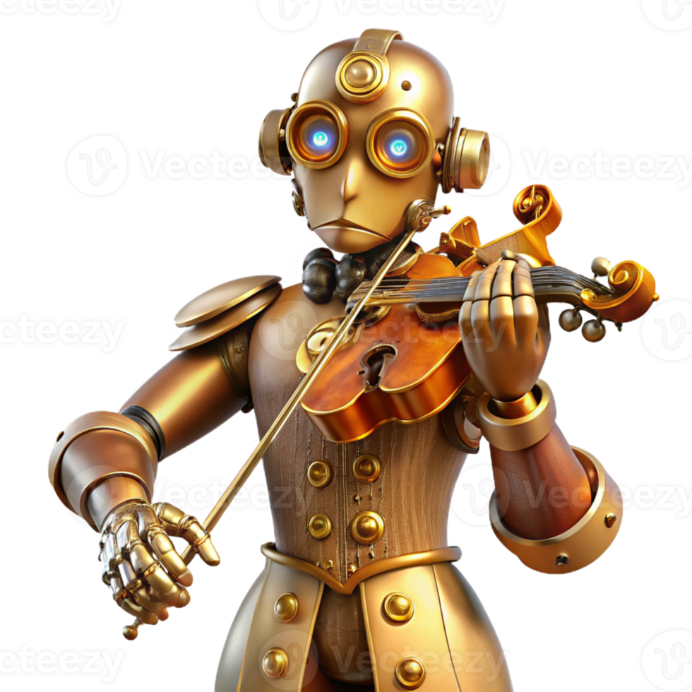 impressive minimalist A Steampunk Automaton Playing a Violin W original png