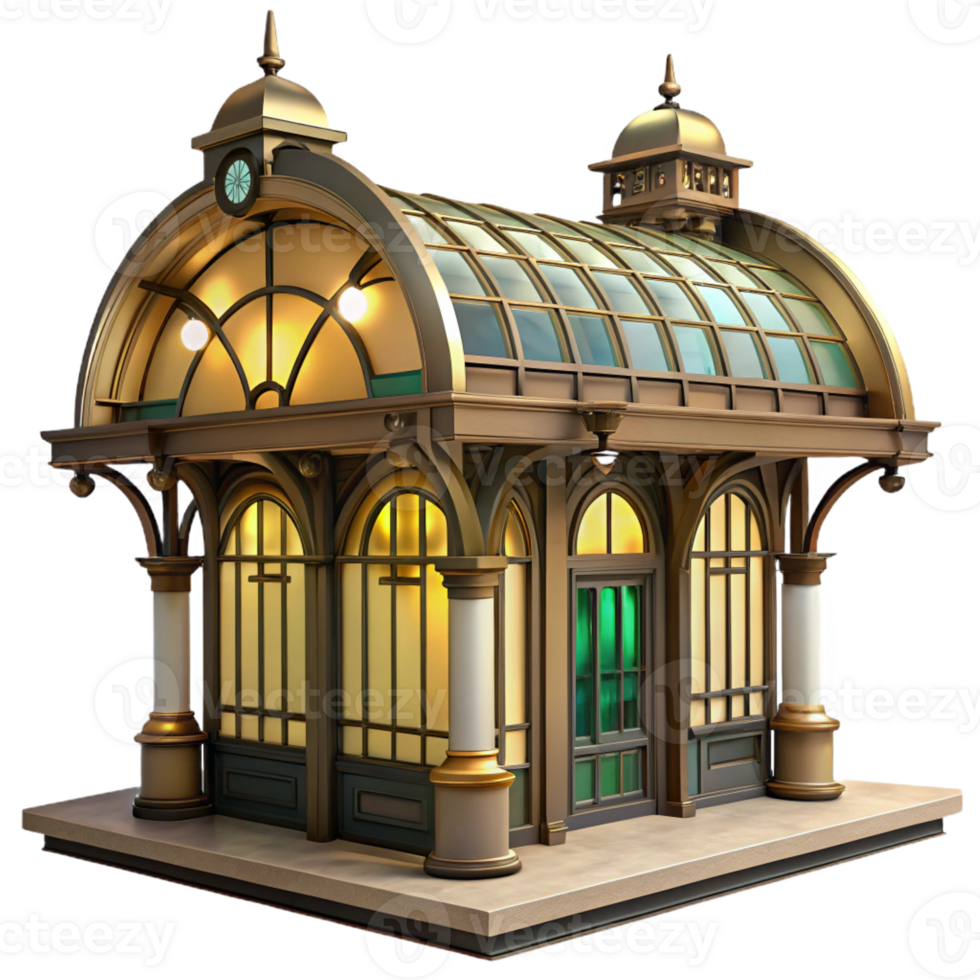 beautiful traditional An Art Nouveau Metro Station with Intrica detailed png