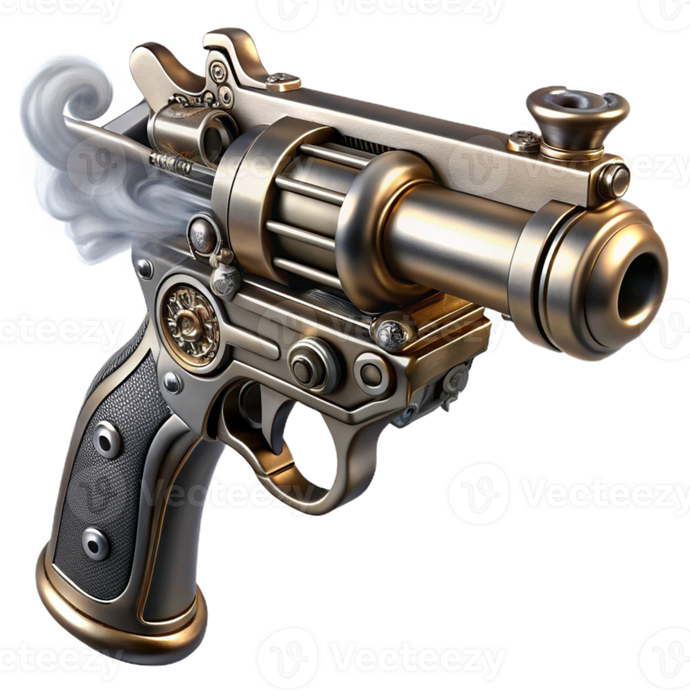 impressive creative A Steampunk Pistol Crafted from Polishe professional png