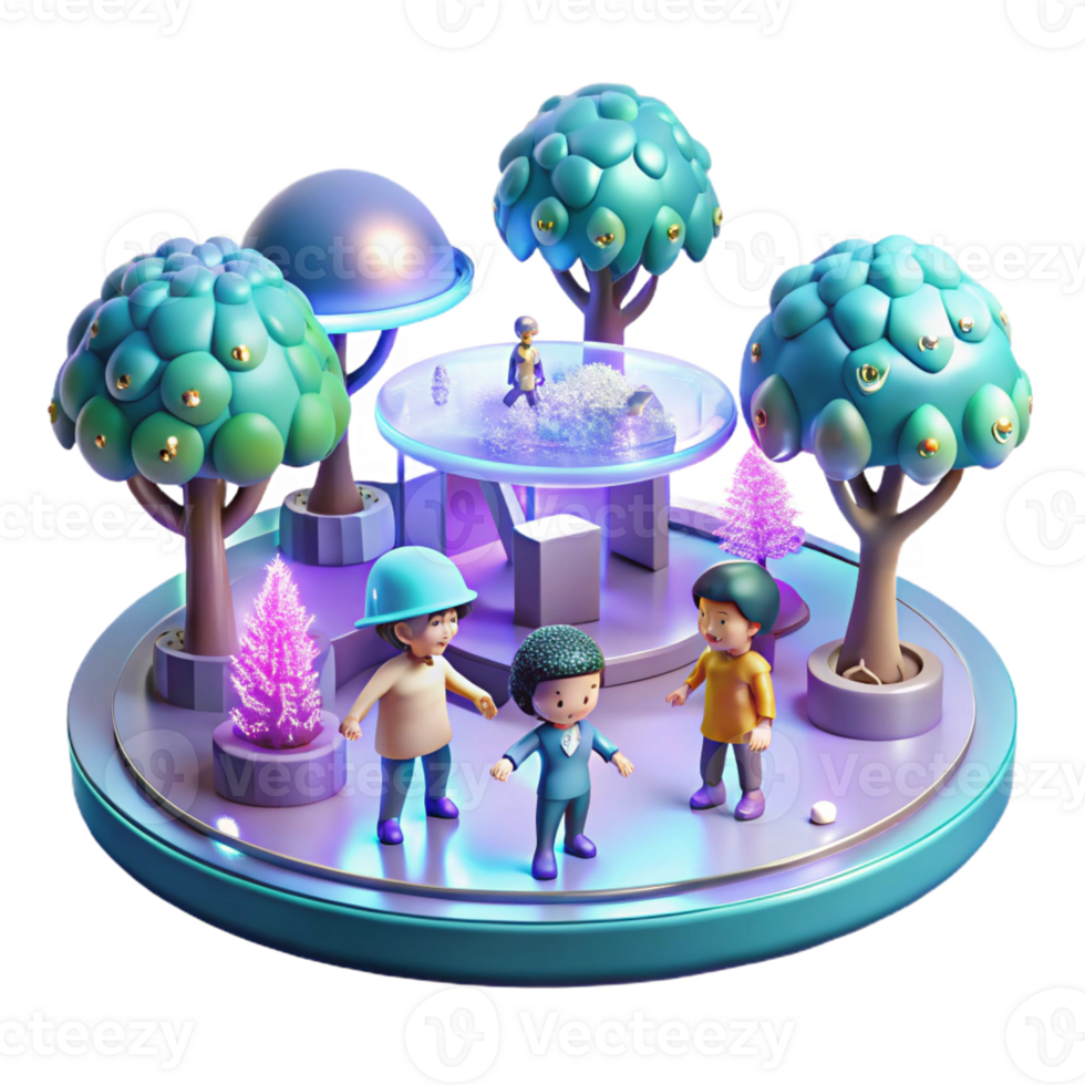 beautiful modern A Group of Children Playing with Hologr high resolution png