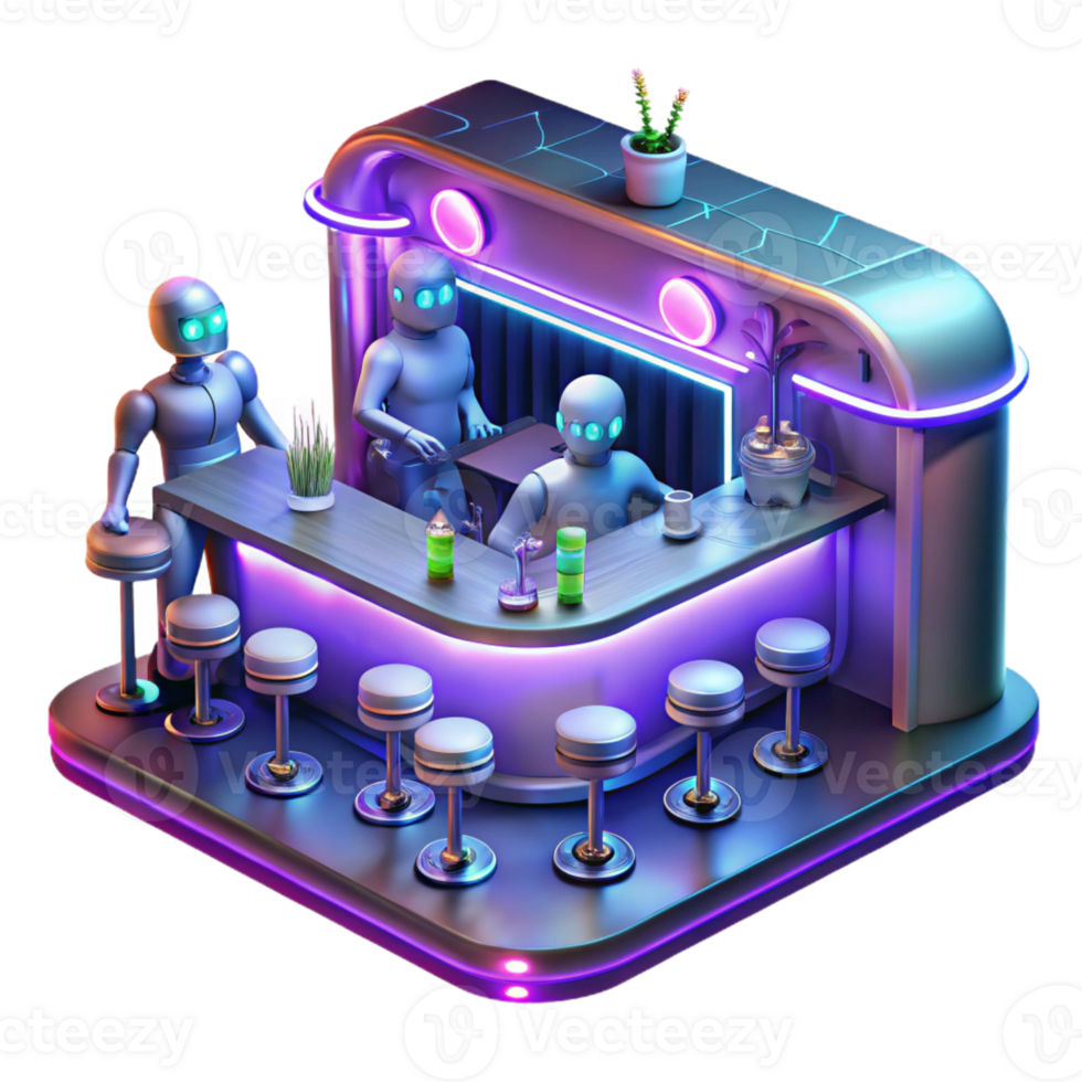 stunning minimalist A Futuristic Bar Filled with Alien Patron detailed png
