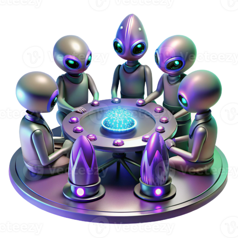vibrant traditional A Group of Alien Diplomats with Iridescen detailed png