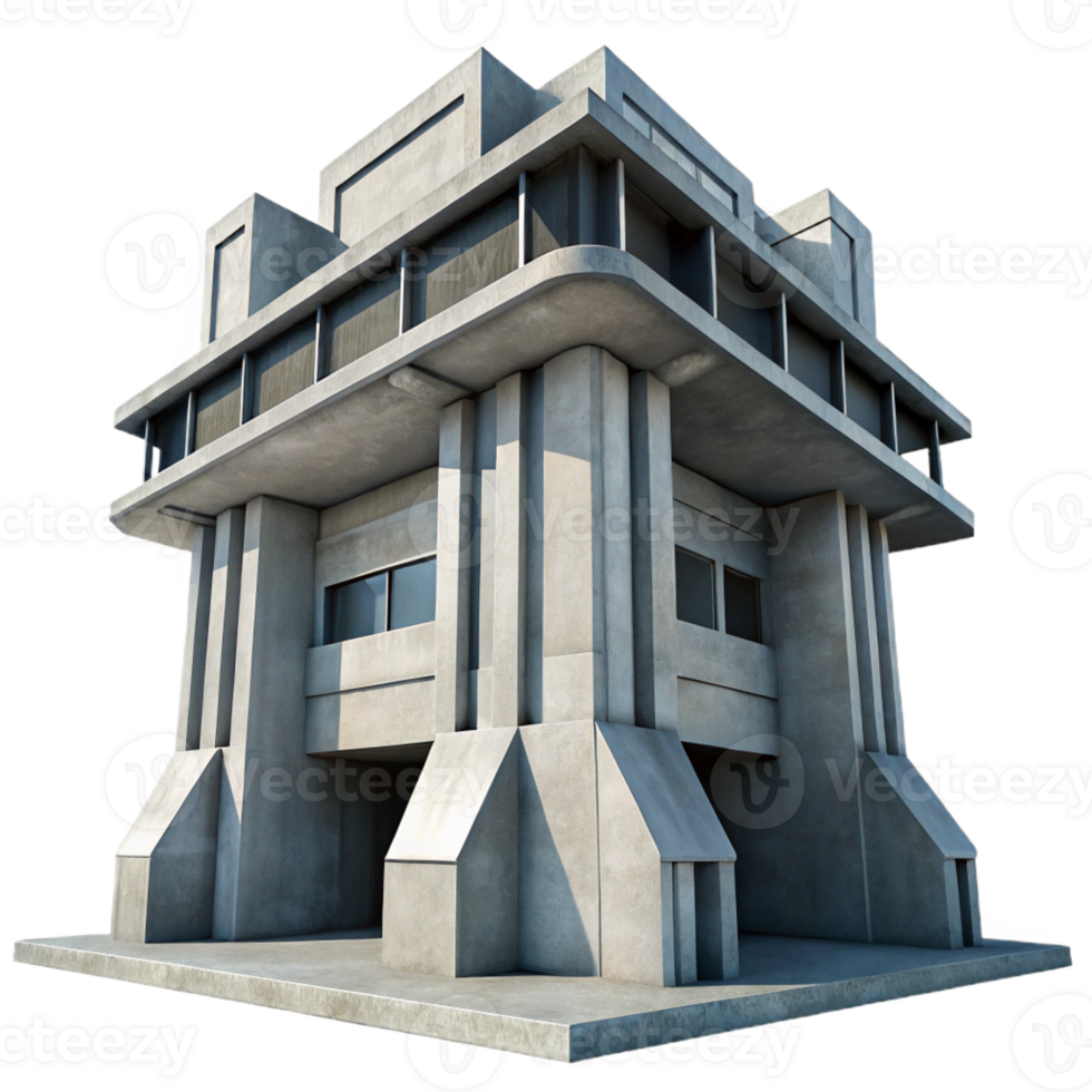 serene minimalist A Brutalist Concrete Megastructure Harsh original png