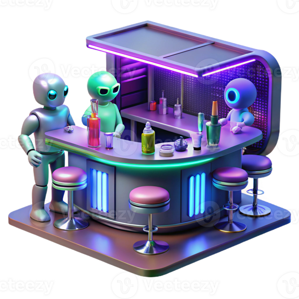 beautiful classic A Futuristic Bar Filled with Alien Patron high quality png