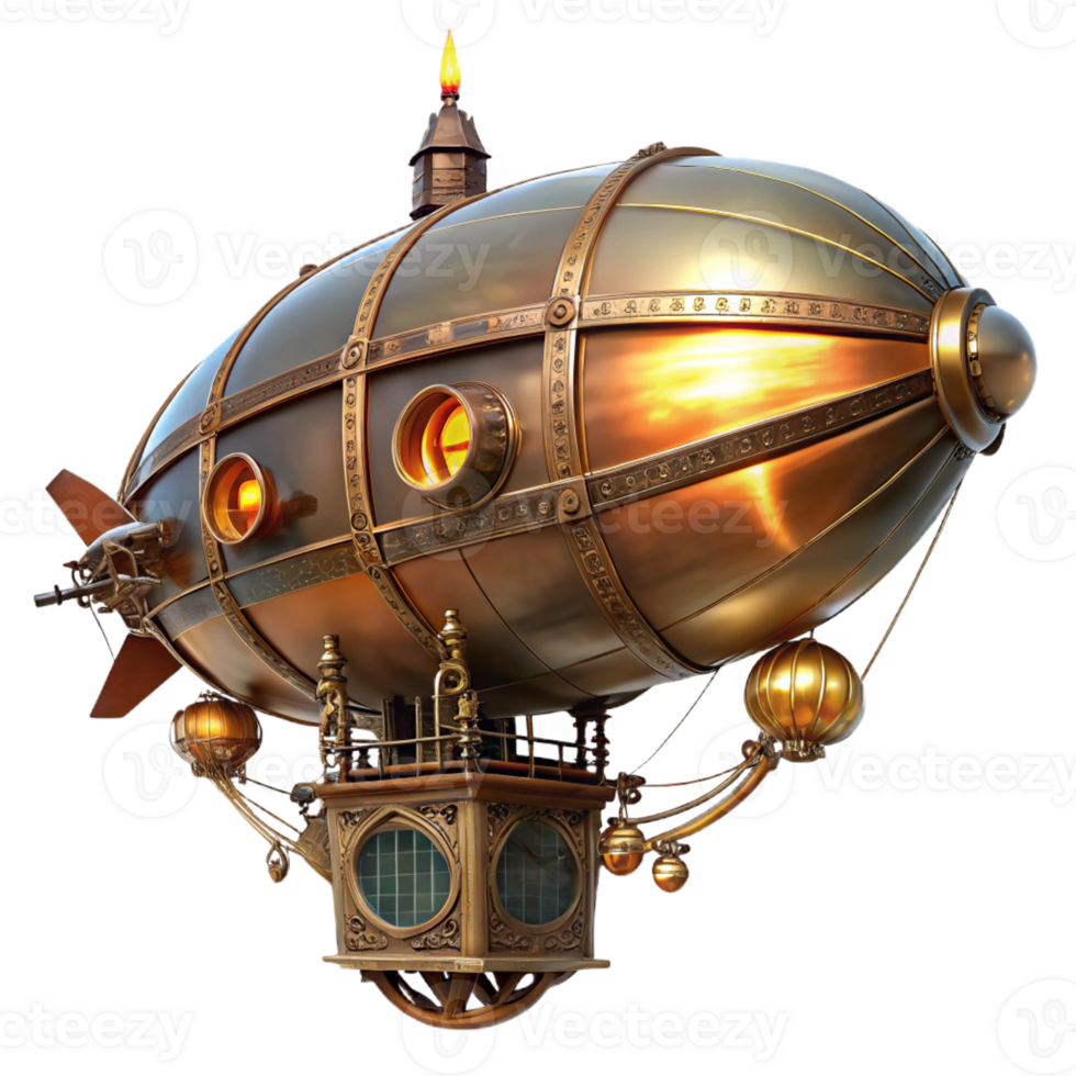 impressive rustic A Majestic Steampunk Airship Crafted From professional png