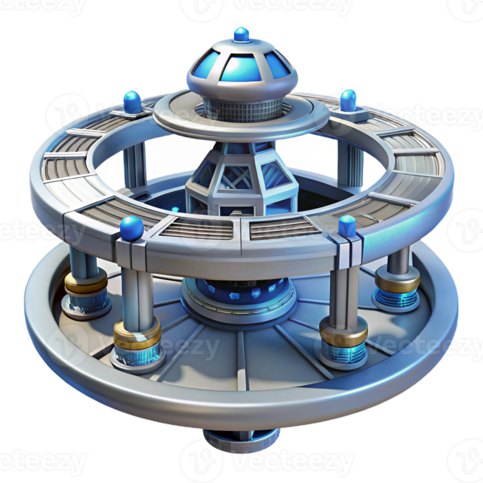 magnificent rustic A Futuristic Space Station with Rotating S detailed png