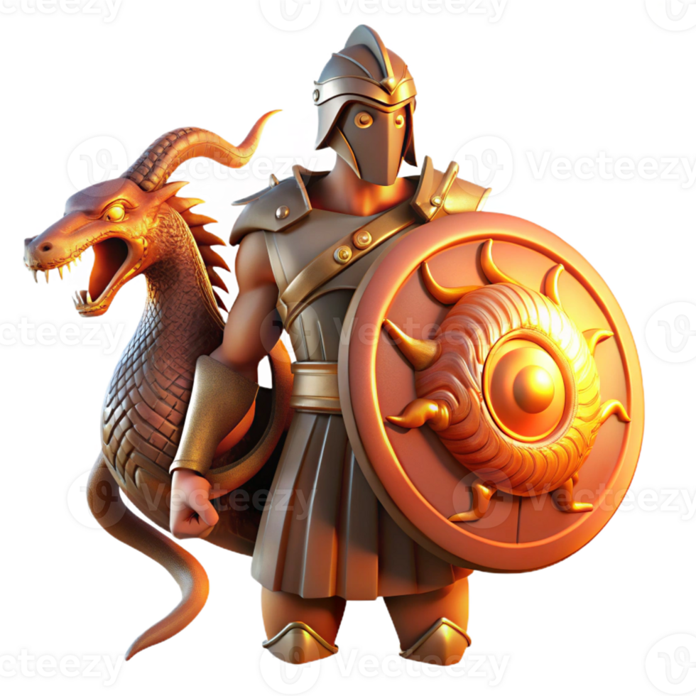 elegant rustic A Stoic Spartan Warrior Facing a Monstrou exclusive png