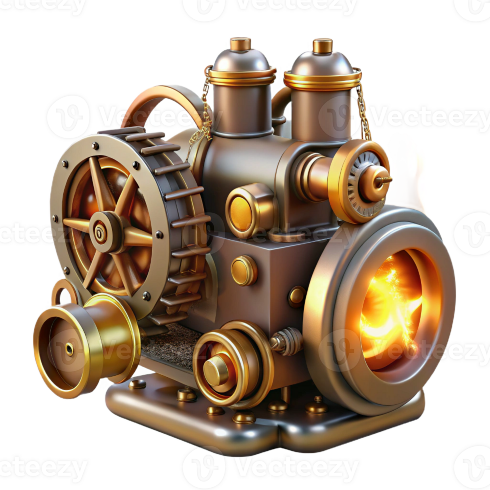serene abstract A Complex Steampunk Engine with Rotating G genuine png