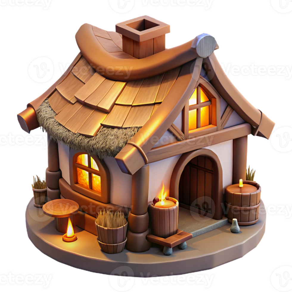 magnificent traditional Medieval Thatch-roofed Tavern original png
