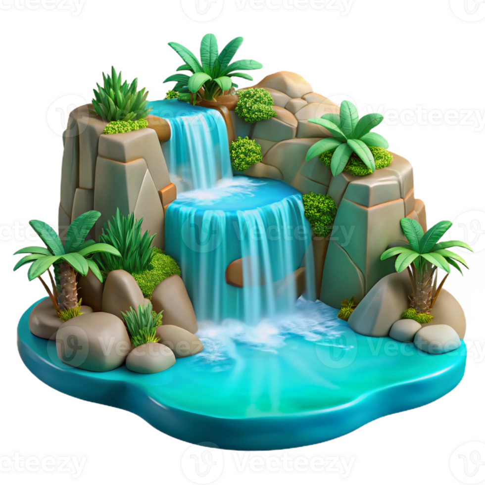dramatic vintage A Cascading Waterfall in a Tropical Jungle authentic png