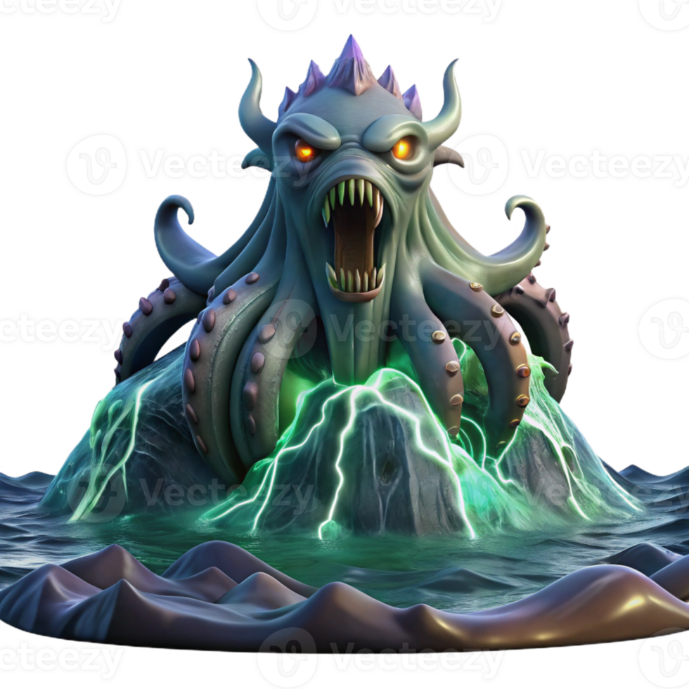 magnificent traditional A Colossal Kraken Rising from the Ocean genuine png