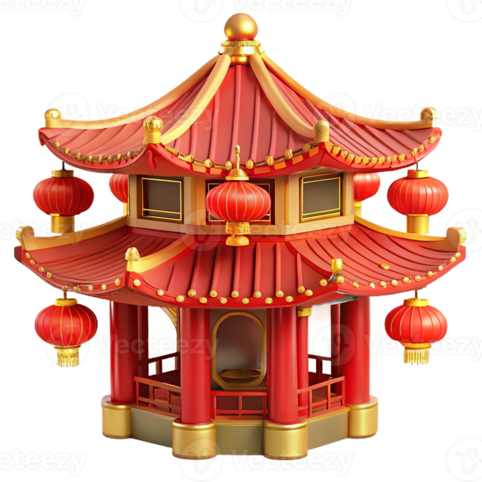 stunning artistic A Traditional Chinese Pagoda with Ornate authentic png