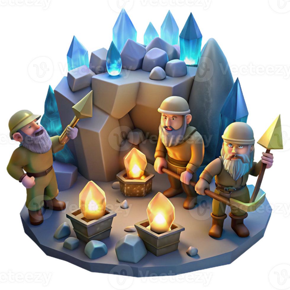 extraordinary classic A Group of Dwarves Mining for Gems in A detailed png