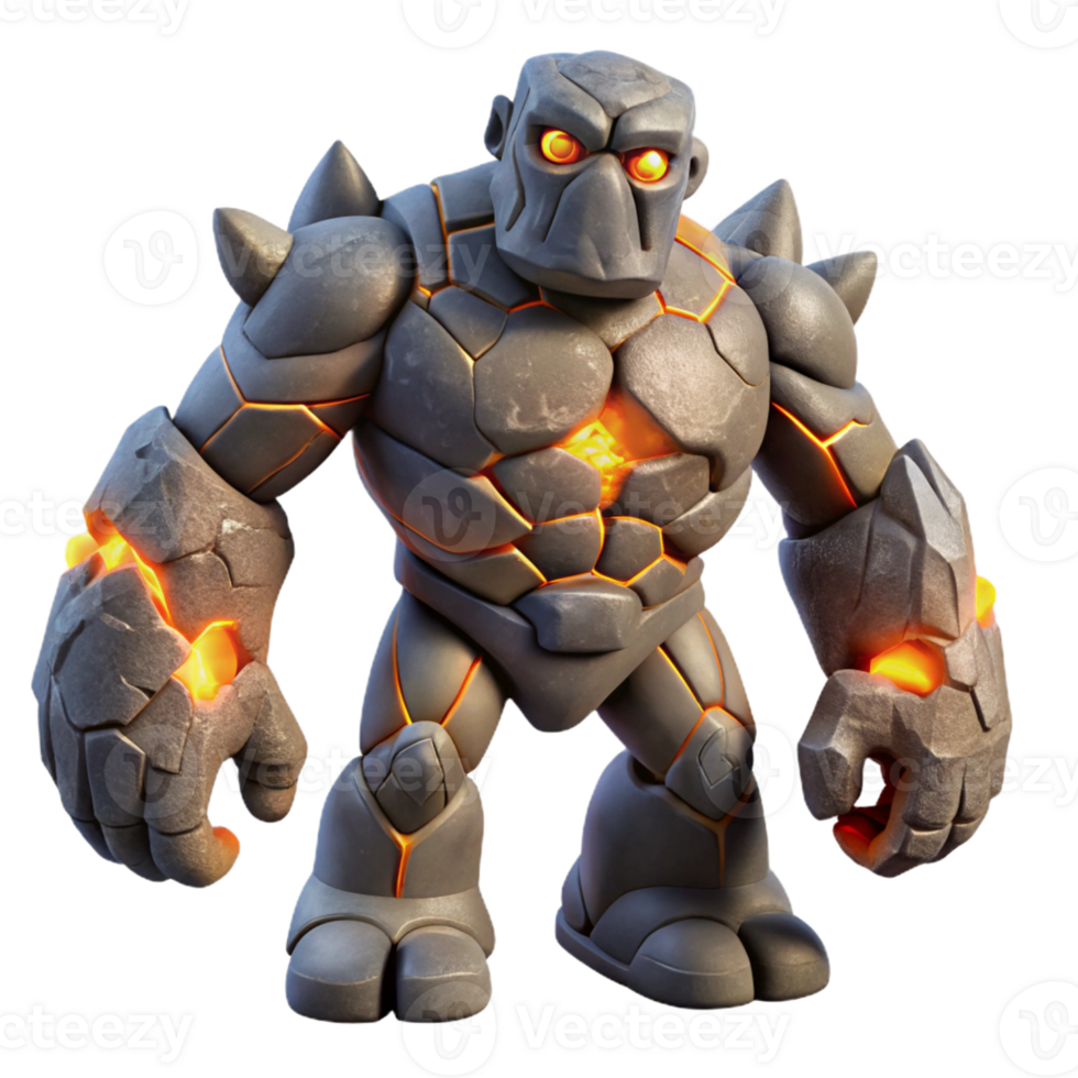 extraordinary modern A Towering Golem Made of Stone Animated By detailed png