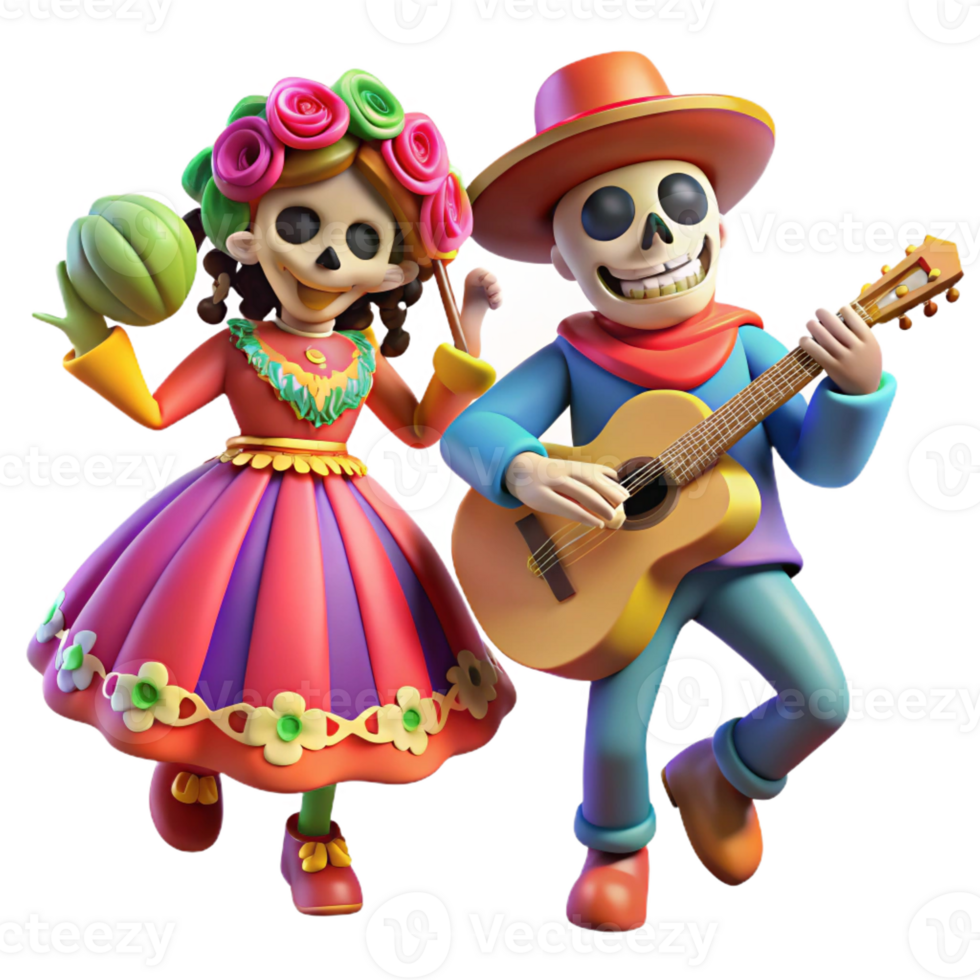 vibrant contemporary A Vibrant Depiction of a Day of the Dead C genuine png