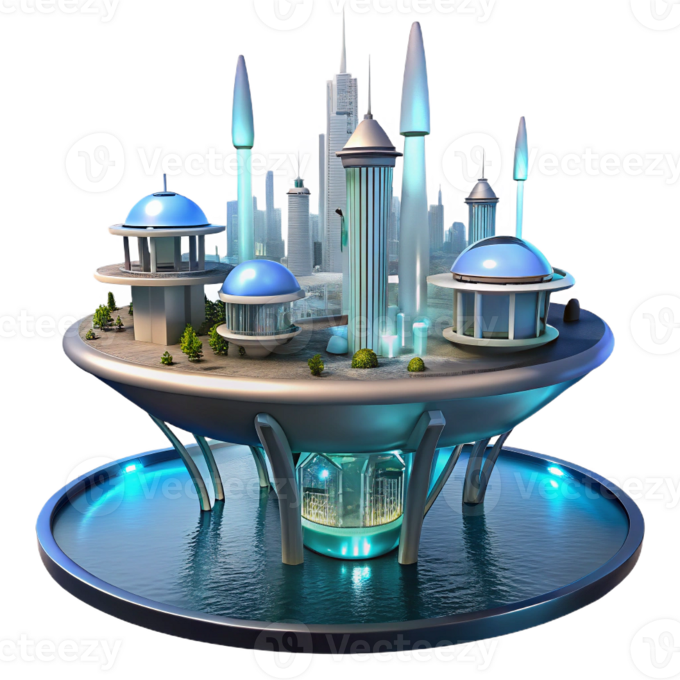 impressive vintage A Futuristic City Built on Stilts Above W professional png