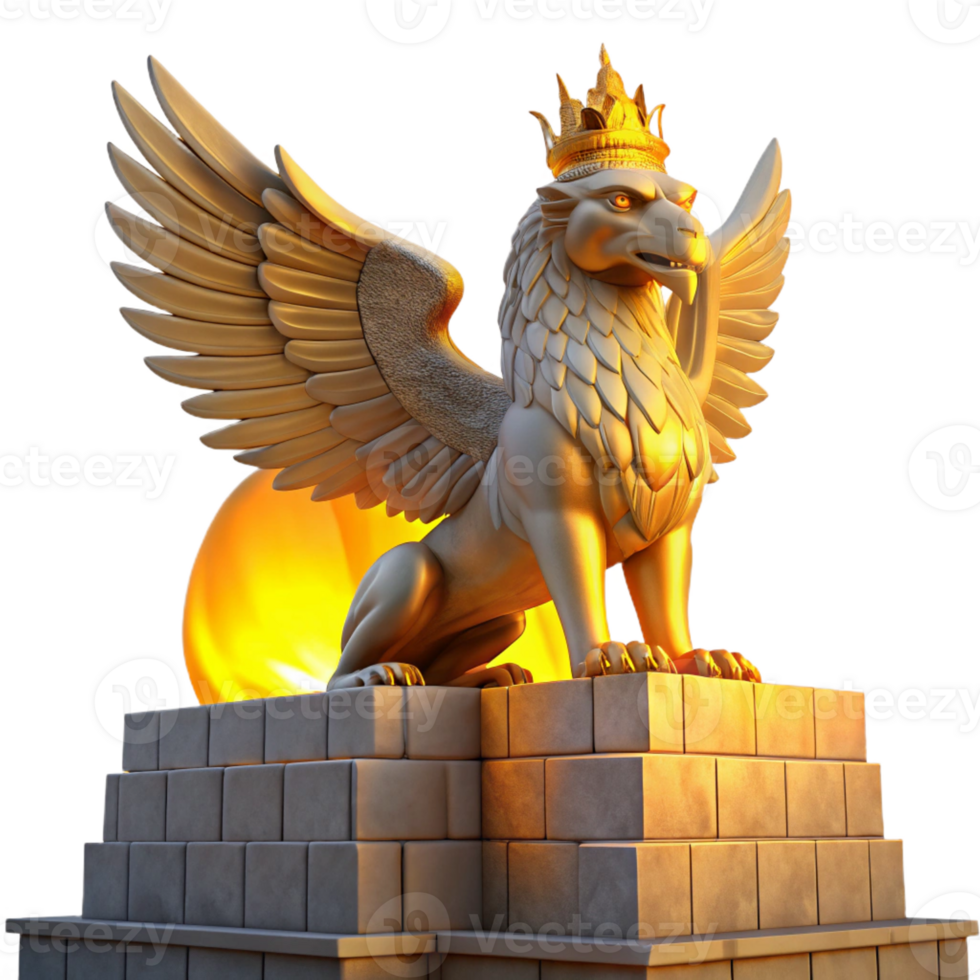 wonderful creative A Majestic Griffin Perched Atop a Crumbli genuine png