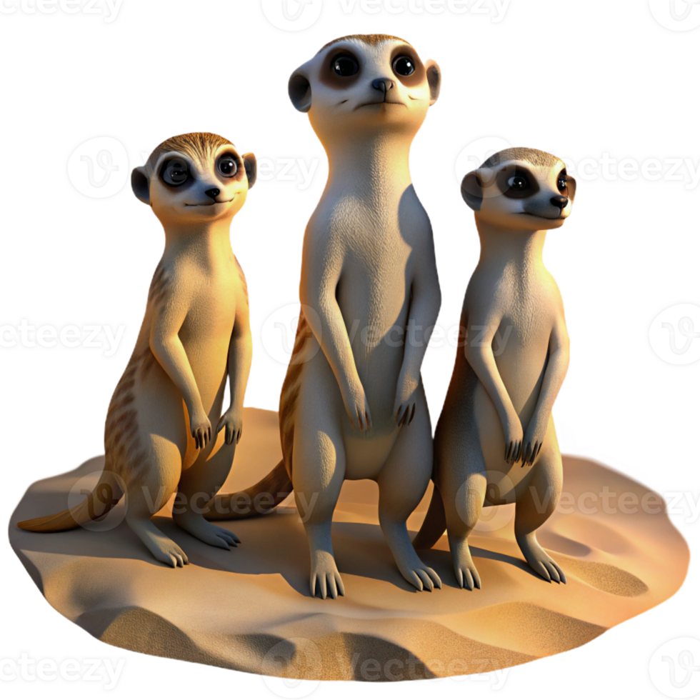 extraordinary vintage A Family of Meerkats Standing Alert in T genuine png