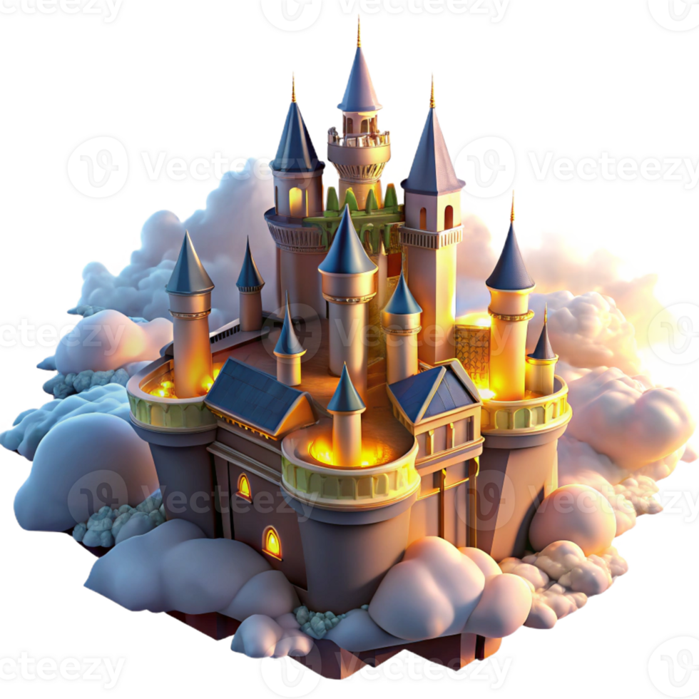 beautiful rustic A Majestic Castle Floating in the Clouds exclusive png