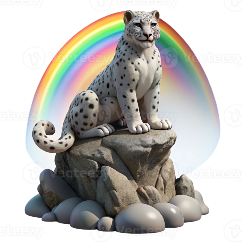 dramatic creative A Majestic Snow Leopard Perched Atop a Jag exclusive png