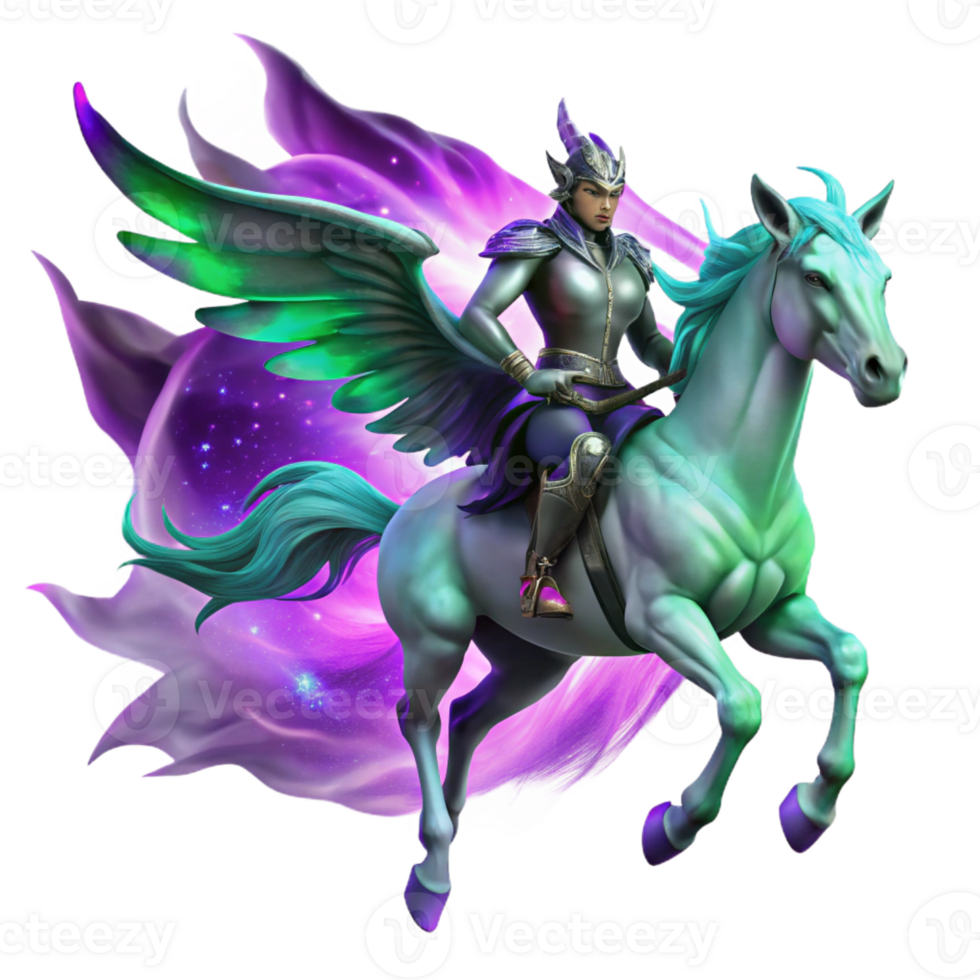 elegant modern A Spectral Valkyrie Riding a Winged Eight authentic png