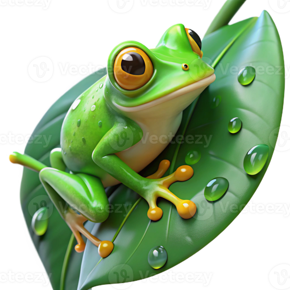 extraordinary rustic A Vibrant Green Tree Frog Clinging to a D authentic png