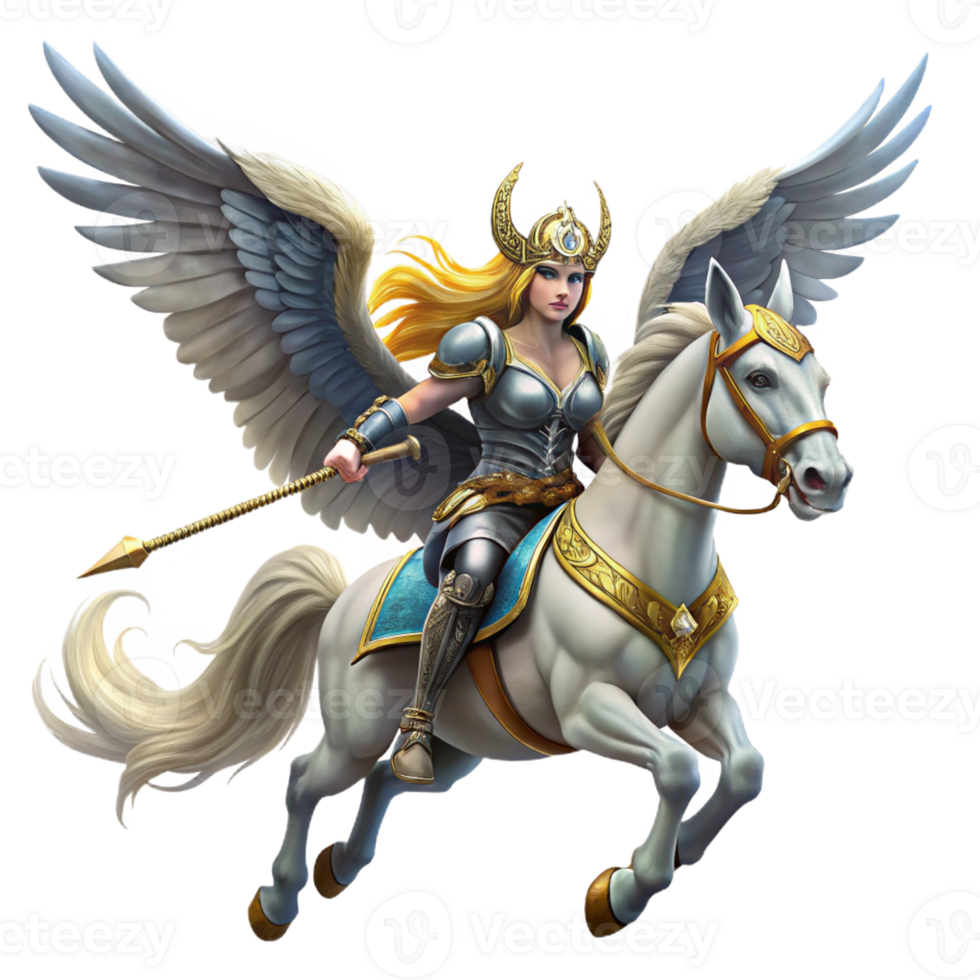 magnificent abstract A Valkyrie Riding a Winged Horse Across A high resolution png