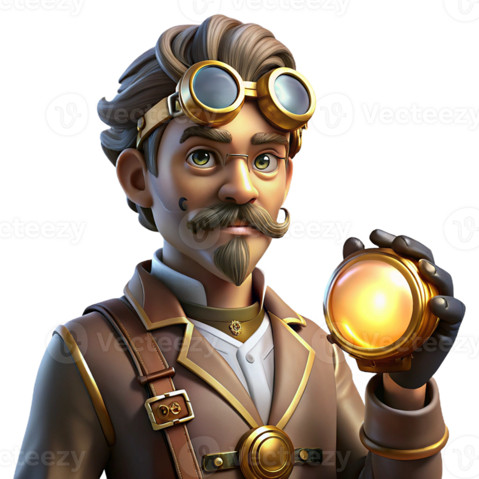 impressive modern A Portrait of a Steampunk Inventor Ador high quality png