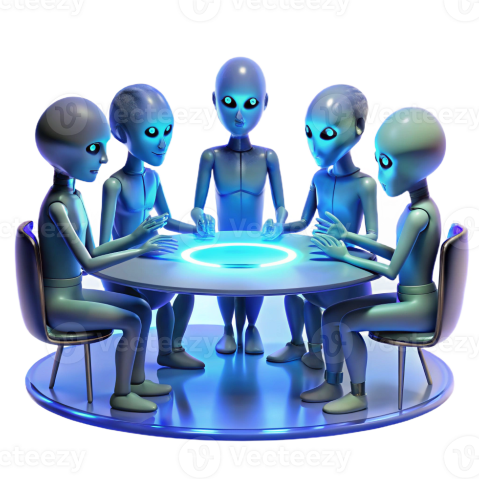 vibrant modern A Group of Alien Diplomats with Iridescen high quality png