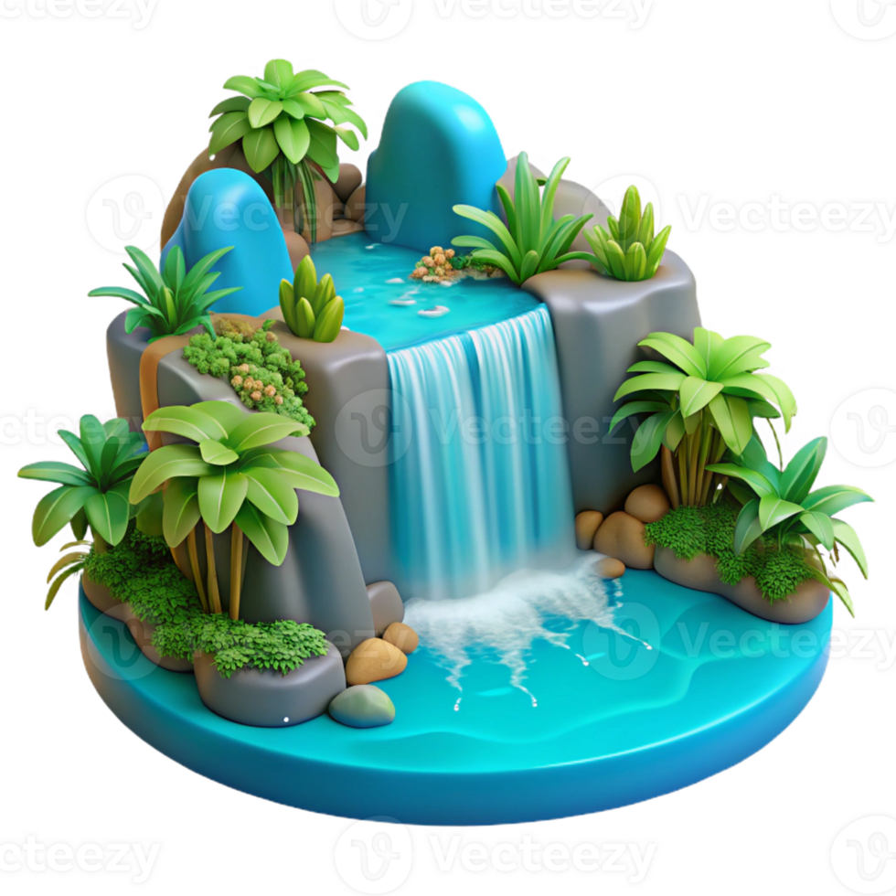 stunning classic A Cascading Waterfall Plunging Into a Tur high quality png