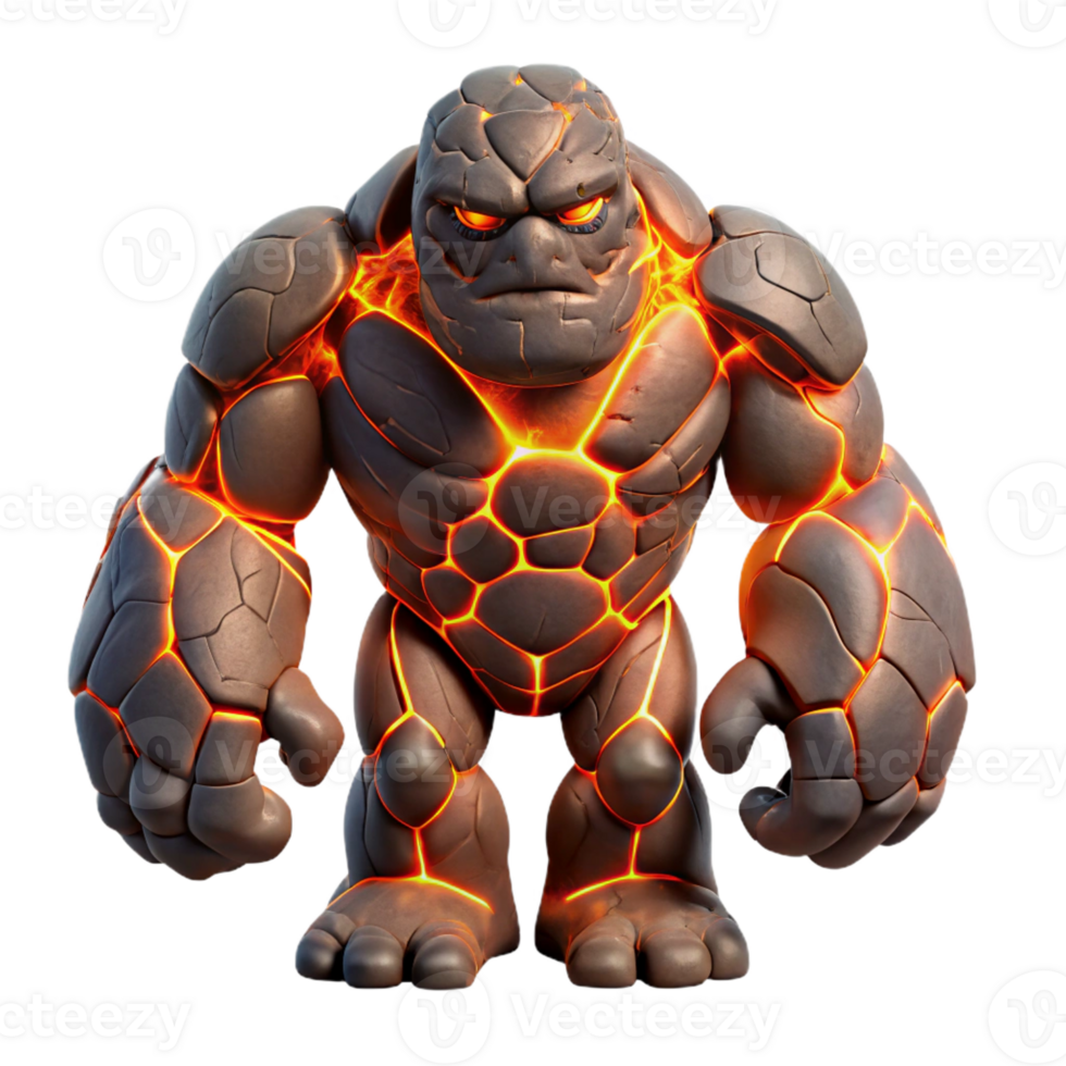 vibrant artistic A Colossal Golem Rising from a Volcanic La exclusive png