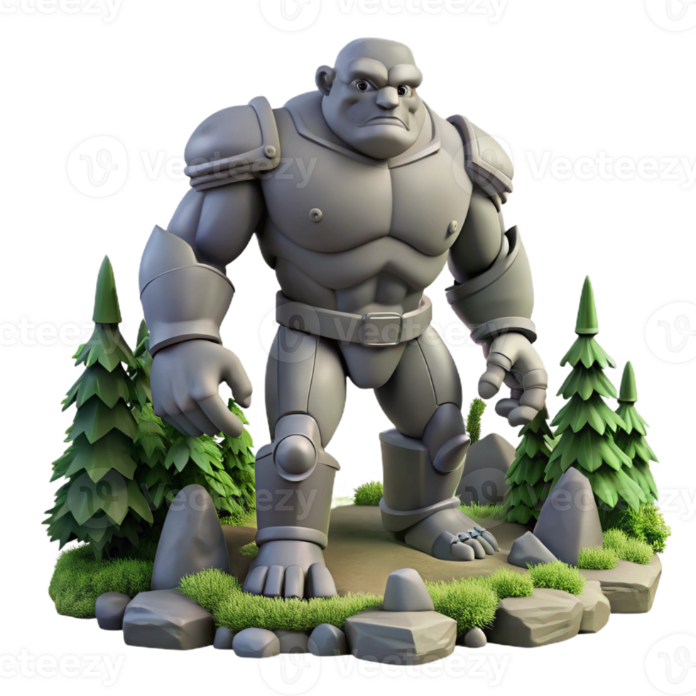 magnificent contemporary A Colossal Golem Stomping Through a Fores professional png