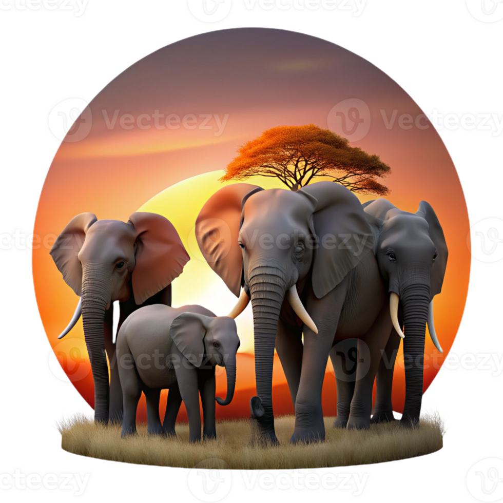 wonderful creative African Elephant Herd Silhouette original png