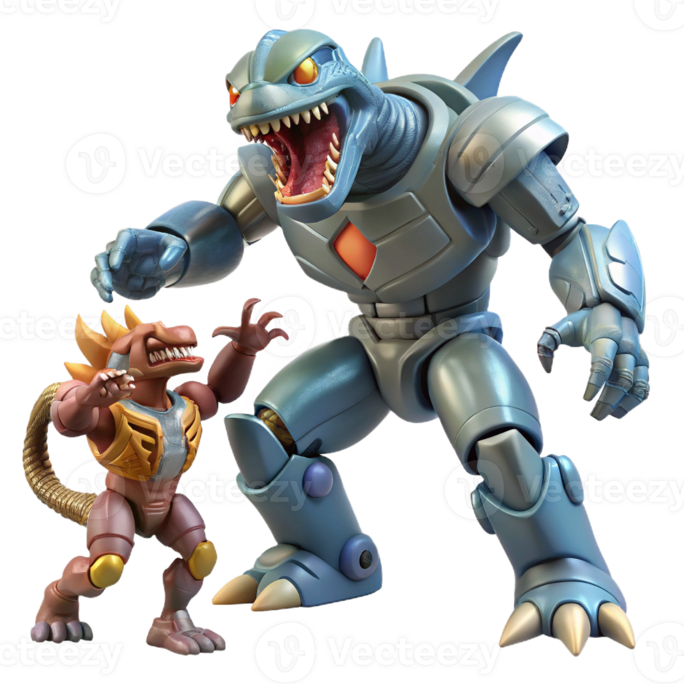 elegant artistic A Giant Robot Battling a Colossal Alien exclusive png