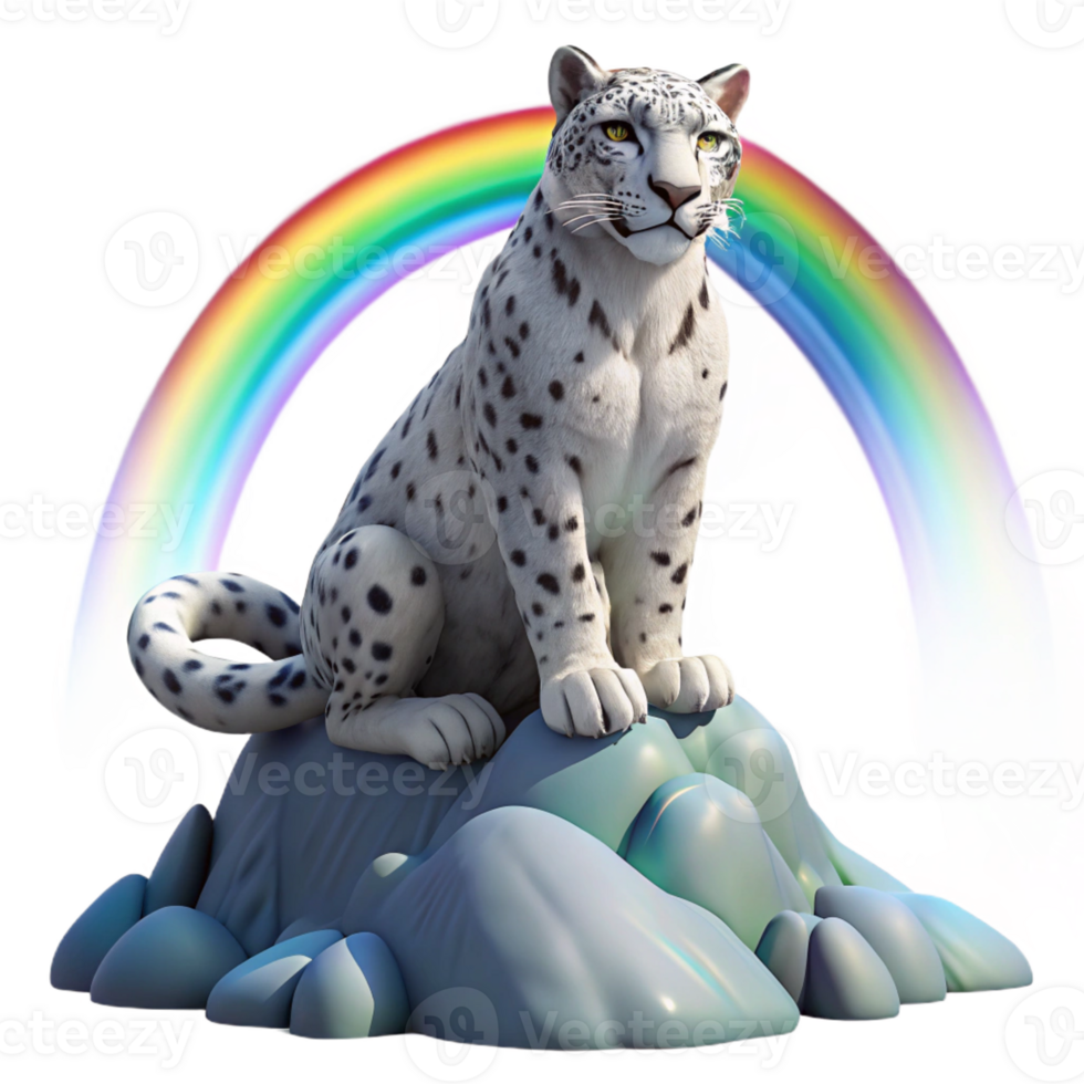 extraordinary contemporary A Majestic Snow Leopard Perched Atop a Jag original png