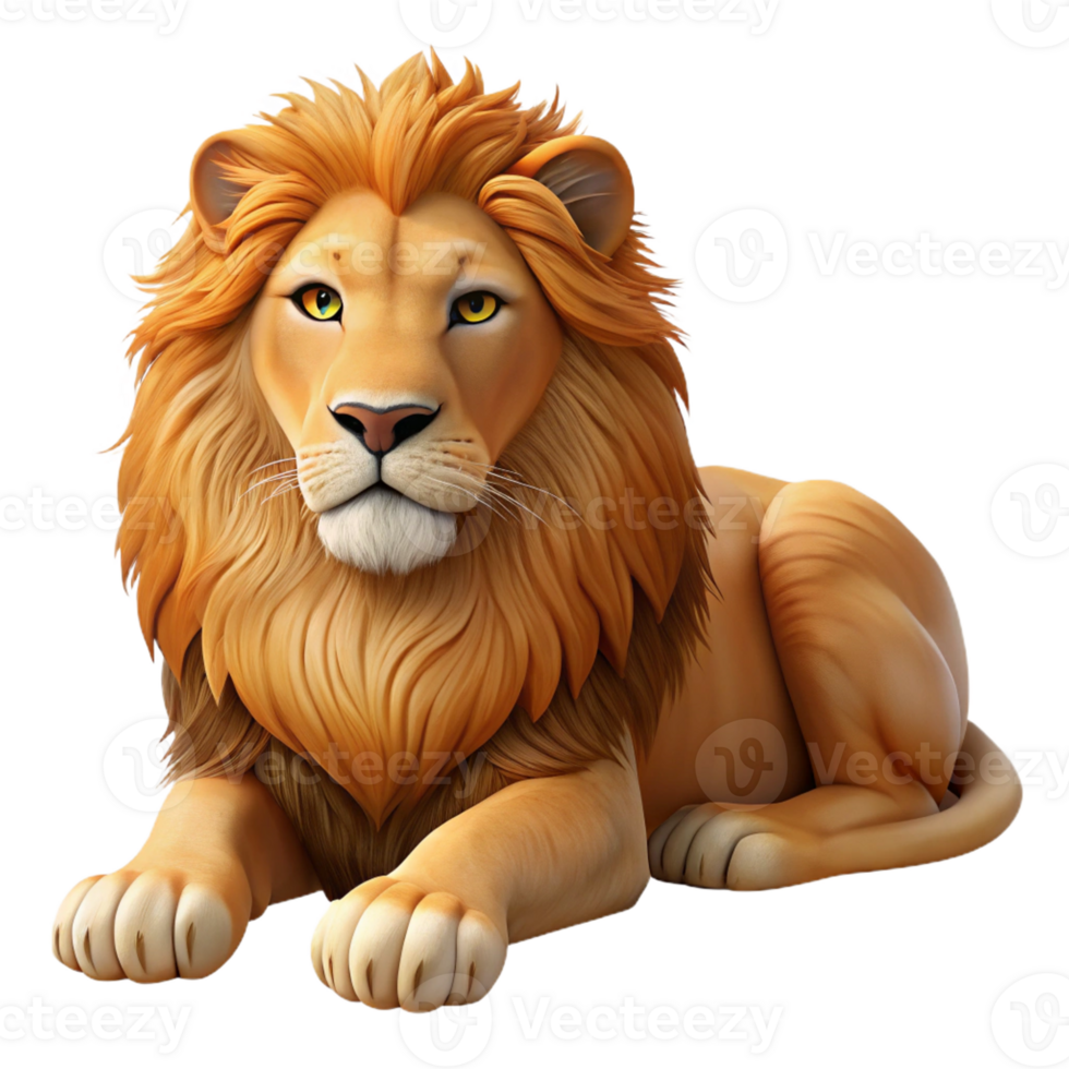 vibrant minimalist Lion Resting in the Shade genuine png