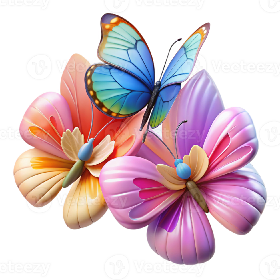 beautiful creative A Group of Butterflies Clustered on a Fl original png