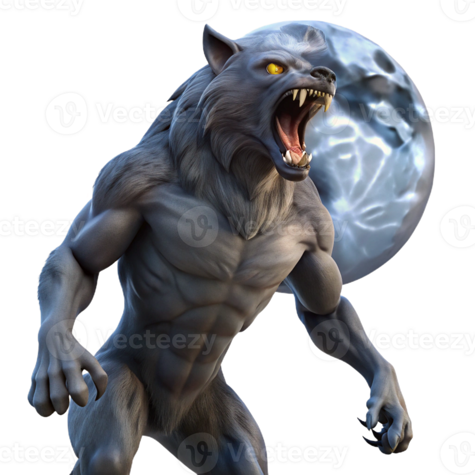 stunning minimalist Howling Werewolf at the Full Moon authentic png