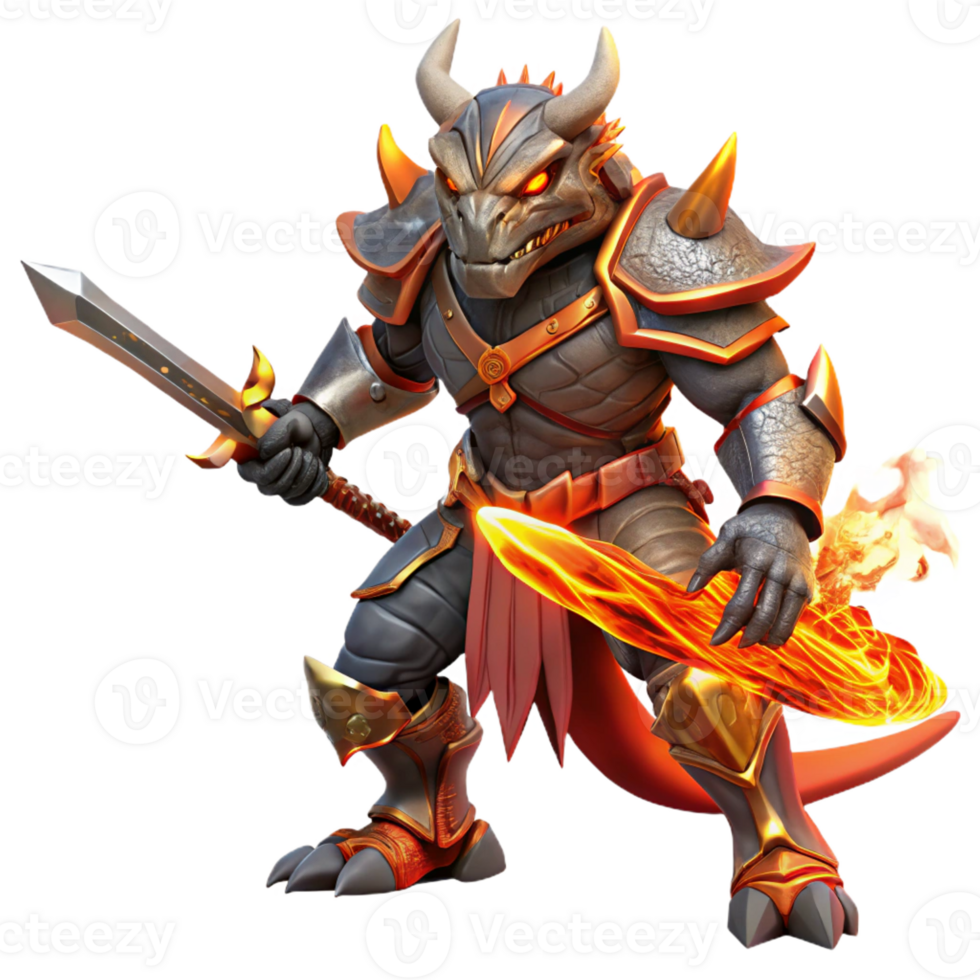 extraordinary modern A Fierce Dragonborn Warrior Wielding a Fla high quality png